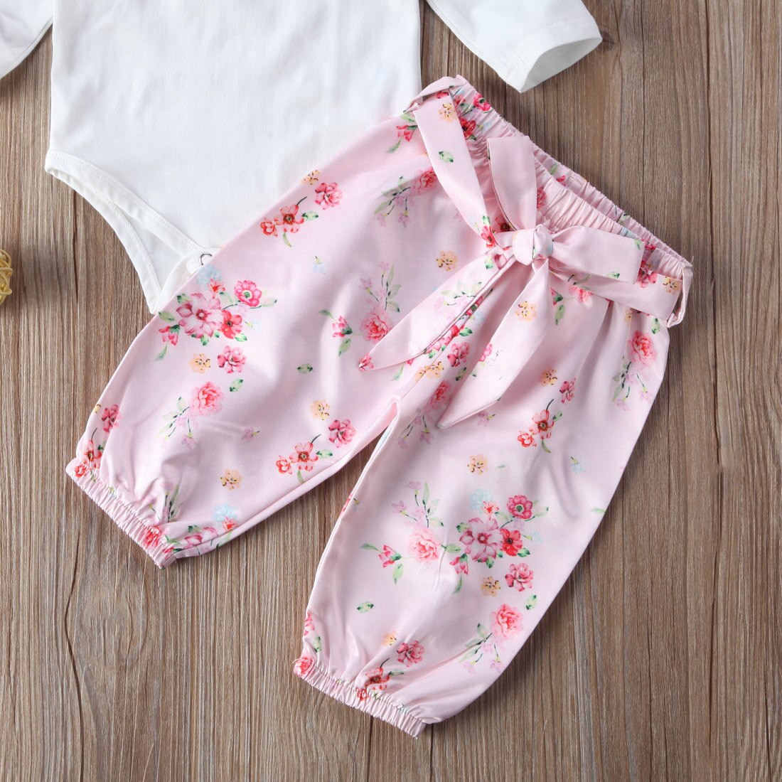 Newborn Kid Baby Girls Floral Clothes Jumpsuit Romper Bodysuit Long Pants Outfit set - ebowsos