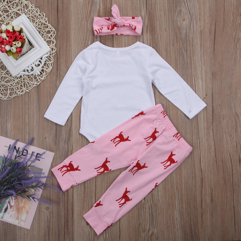 Newborn Kid Baby Infant Girl Outfit Clothes Set Jumpsuit Bodysuit Pants - ebowsos