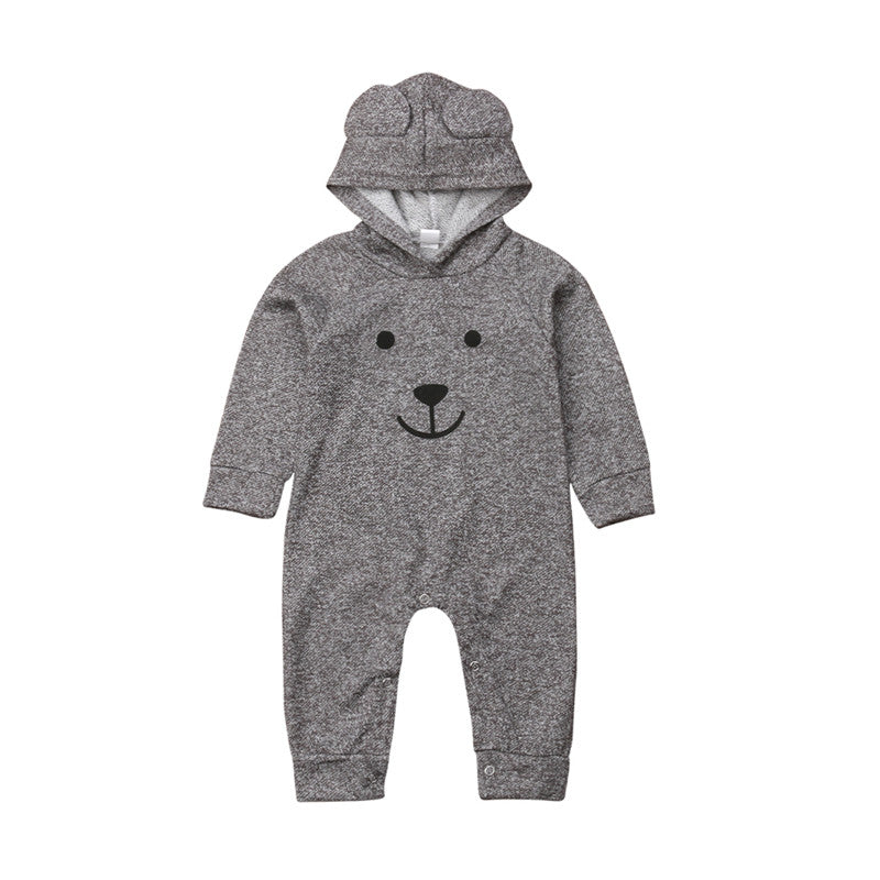 Newborn Kids Babies Baby Boy Hooded One Piece Outfit Jumpsuit Romper Autumn warm Clothes set - ebowsos