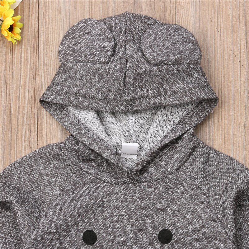 Newborn Kids Babies Baby Boy Hooded One Piece Outfit Jumpsuit Romper Autumn warm Clothes set - ebowsos