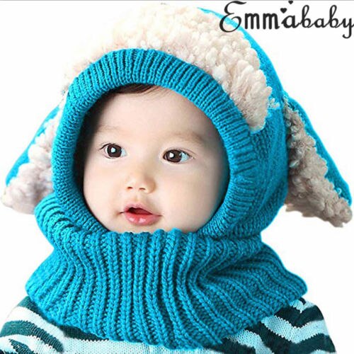 Newborn Kids Baby Boy Girl Fur Pom Hat Winter Warm Knit Bobble Beanie Cap Scarf - ebowsos