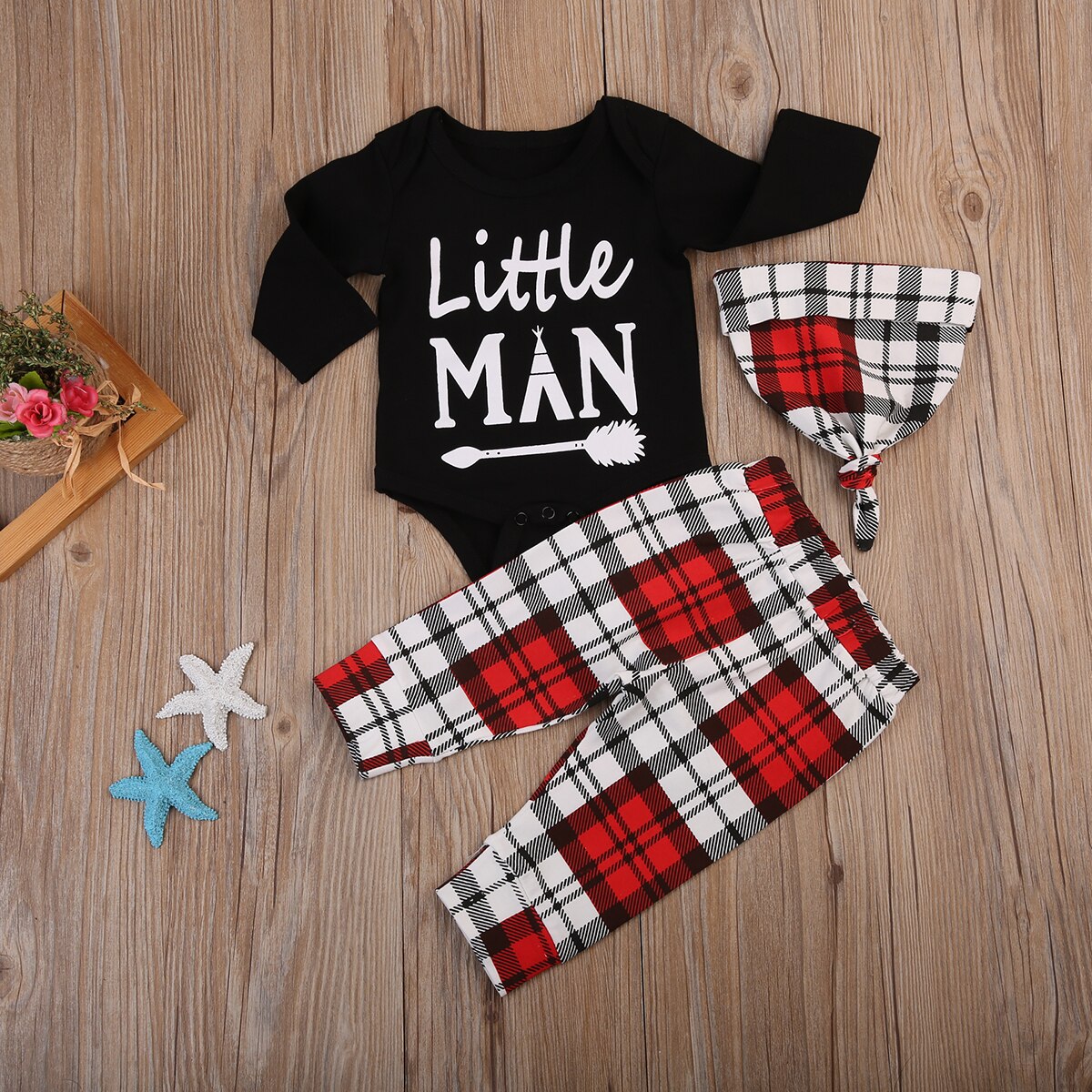 Newborn Kids Baby Boys Clothes Jumpsuit  Bodysuit +Long Pants Outfits Sets - ebowsos