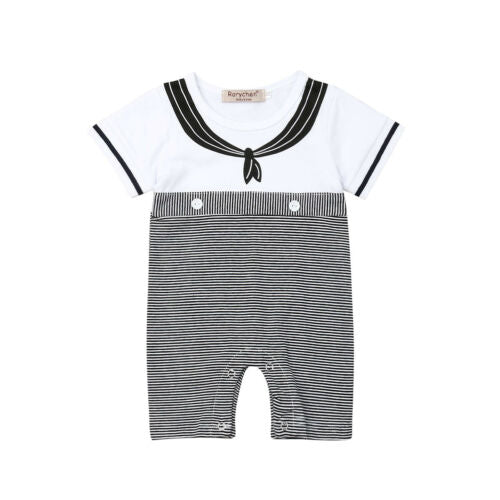 Newborn Kids Baby Boys Girls Striped Romper Jumpsuit Outfits Clothes - ebowsos