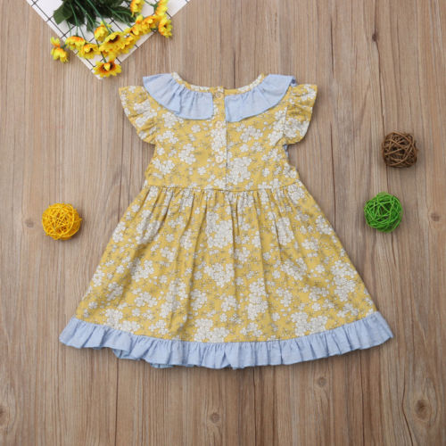 Newborn Kids Baby Girl Dresses Sleeveless Ruffled Bowknot Flower Party Dress - ebowsos