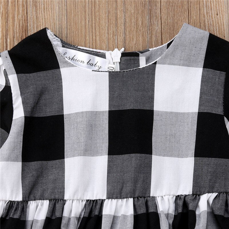 Newborn Kids Baby Girl Long Sleeve Plaid Tops Shirt Pants 3Pcs Outfits Clothes - ebowsos