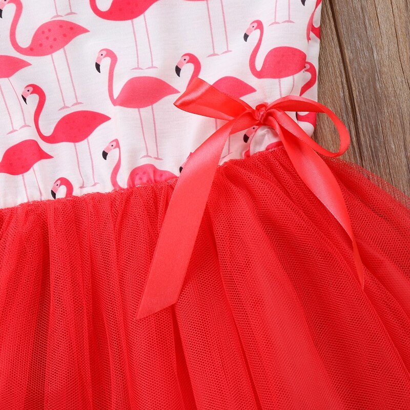 Newborn Kids Baby Girls A-line Dress Flamingo Sleeveless Dress Clothes Summer Girls Party Dress - ebowsos