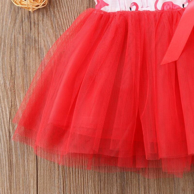 Newborn Kids Baby Girls A-line Dress Flamingo Sleeveless Dress Clothes Summer Girls Party Dress - ebowsos