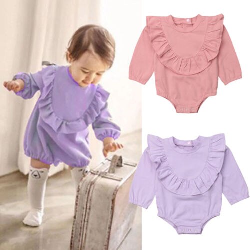 Newborn Kids Baby Girls Clothes Ruffle Romper Jumpsuit Autumn Outfit Long Sleeve Clothing - ebowsos