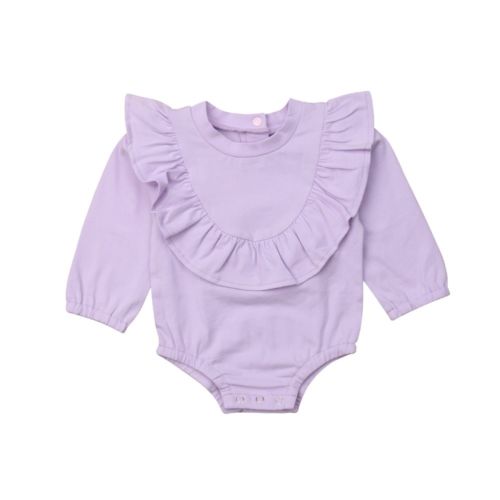 Newborn Kids Baby Girls Clothes Ruffle Romper Jumpsuit Autumn Outfit Long Sleeve Clothing - ebowsos