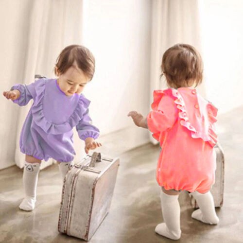 Newborn Kids Baby Girls Clothes Ruffle Romper Jumpsuit Autumn Outfit Long Sleeve Clothing - ebowsos