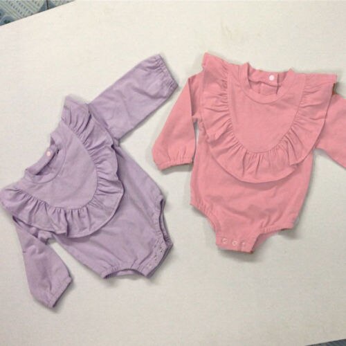 Newborn Kids Baby Girls Clothes Ruffle Romper Jumpsuit Autumn Outfit Long Sleeve Clothing - ebowsos