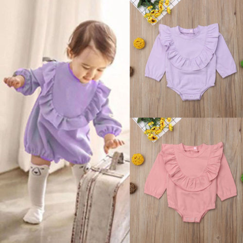 Newborn Kids Baby Girls Clothes Ruffle Romper Jumpsuit Autumn Outfit Long Sleeve Clothing - ebowsos