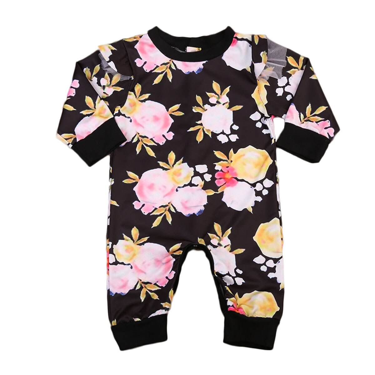 Newborn Kids Baby Girls Infant Cotton Floral Long Sleeve Romper  Outfits - ebowsos