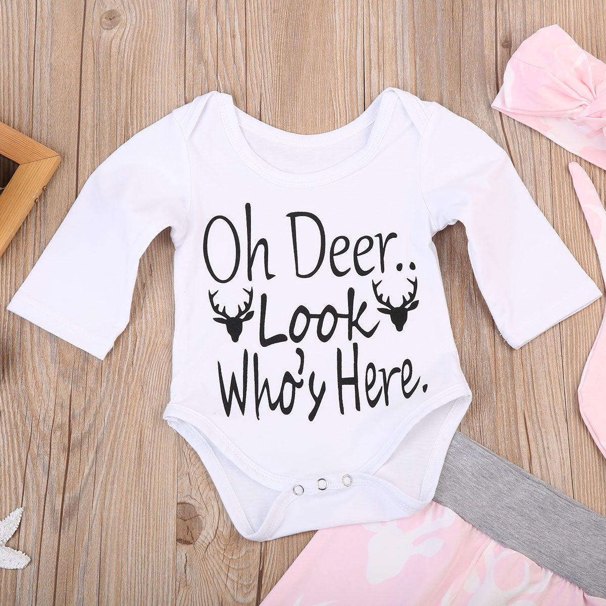 Newborn Long Sleeve Baby Boy Girls o-neck  Romper+Pants Set Deer Print Outfits Clothes set - ebowsos