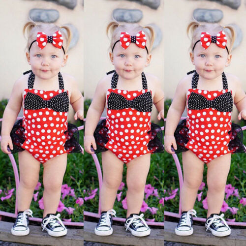 Newborn Outfit Baby Girls Sleeveless Rompers Polka Dot Playsuit Clothes - ebowsos