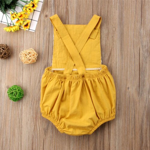 Newborn Princess Baby Girl Summer Romper Sleeveless Backless Lace Flower One Pieces Jumpsuit Outfit Sunsuit Clothes - ebowsos