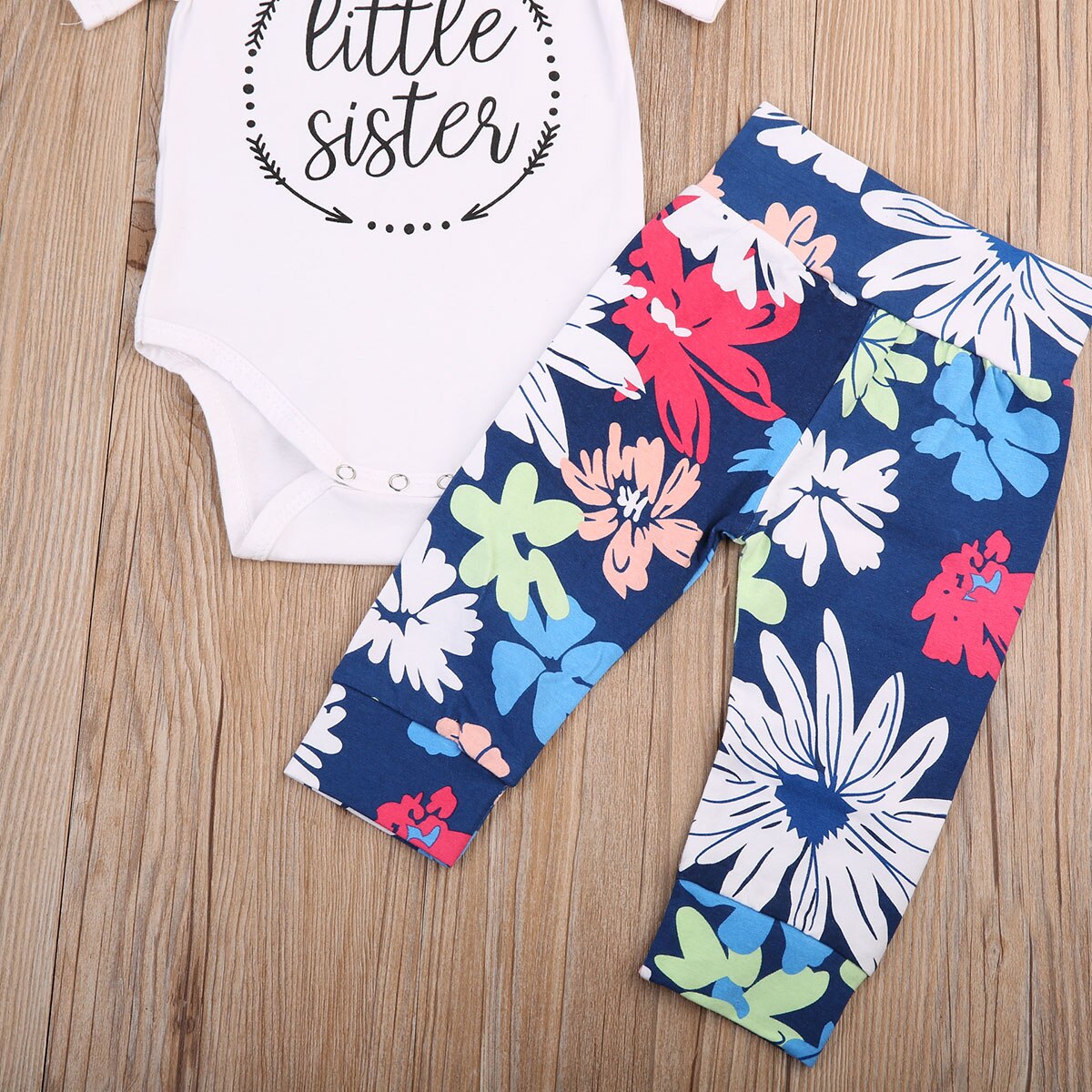 Newborn Short Sleeve Baby Girl Romper T-shirt Tops+Floral Pants 4pcs Outfits Set - ebowsos