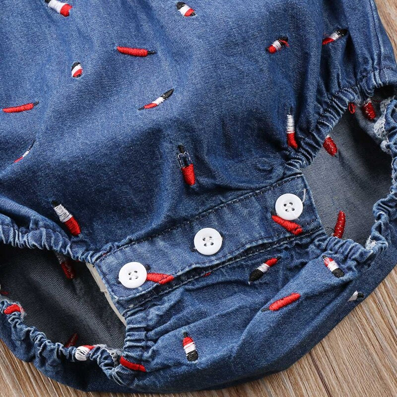 Newborn Summer Children Clothing Kids Baby Girls Jumpsuit Denim Bodysuit Clothes Denim Outfits - ebowsos