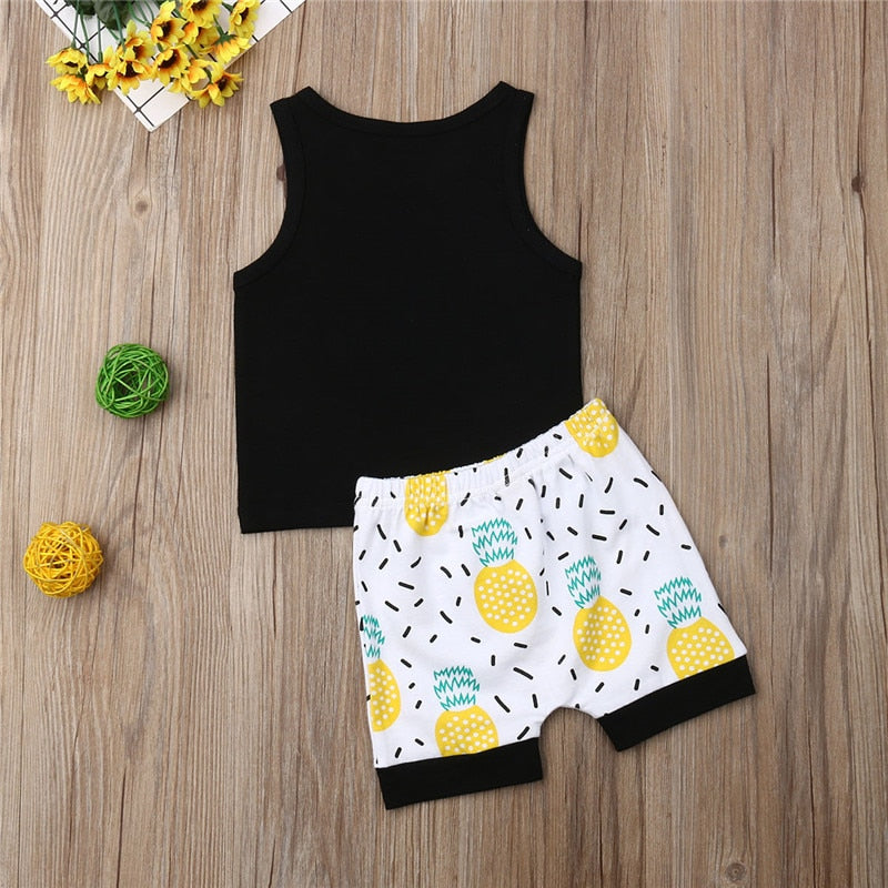 Newborn Toddler Baby Boys Tops Vest Pineapple Shorts Outfits Clothes Summer - ebowsos