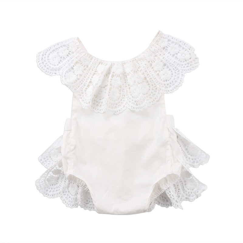 Newborn Toddler Baby Girl Princess Lace Romper Easter Costume for baby girl Cute Baby Birthday Clothes white jumpsuit - ebowsos