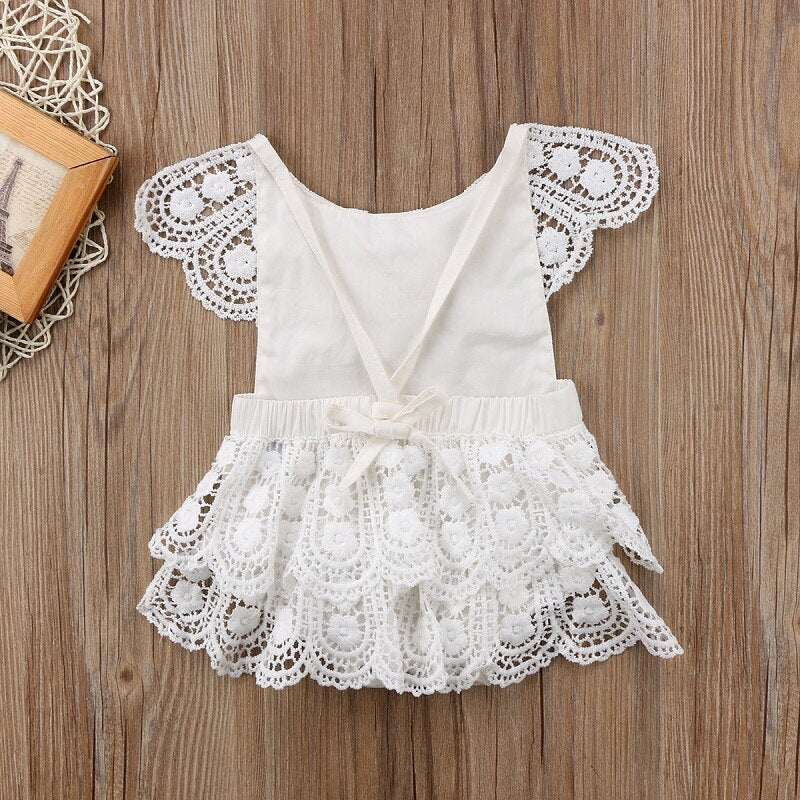 Newborn Toddler Baby Girl Princess Lace Romper Easter Costume for baby girl Cute Baby Birthday Clothes white jumpsuit - ebowsos