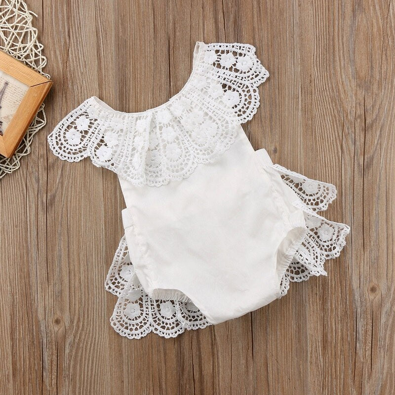 Newborn Toddler Baby Girl Princess Lace Romper Easter Costume for baby girl Cute Baby Birthday Clothes white jumpsuit - ebowsos