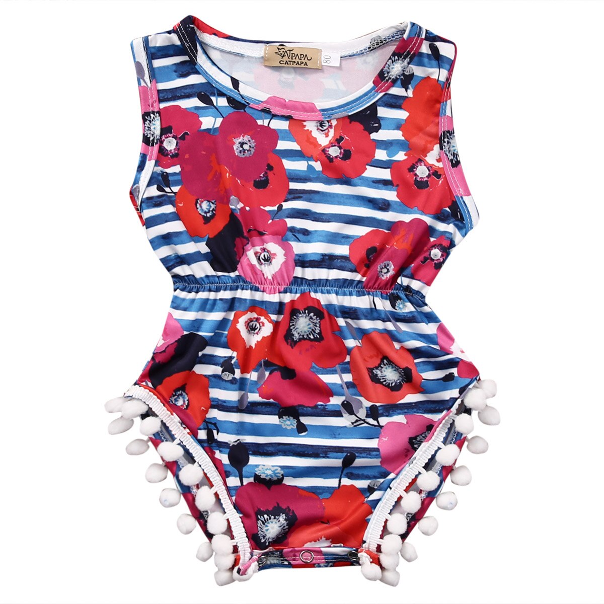 Newborn Toddler Baby Girls Floral Bodysuit Sleeveless Jumpsuit Sunsuit Clothes 0-24M - ebowsos