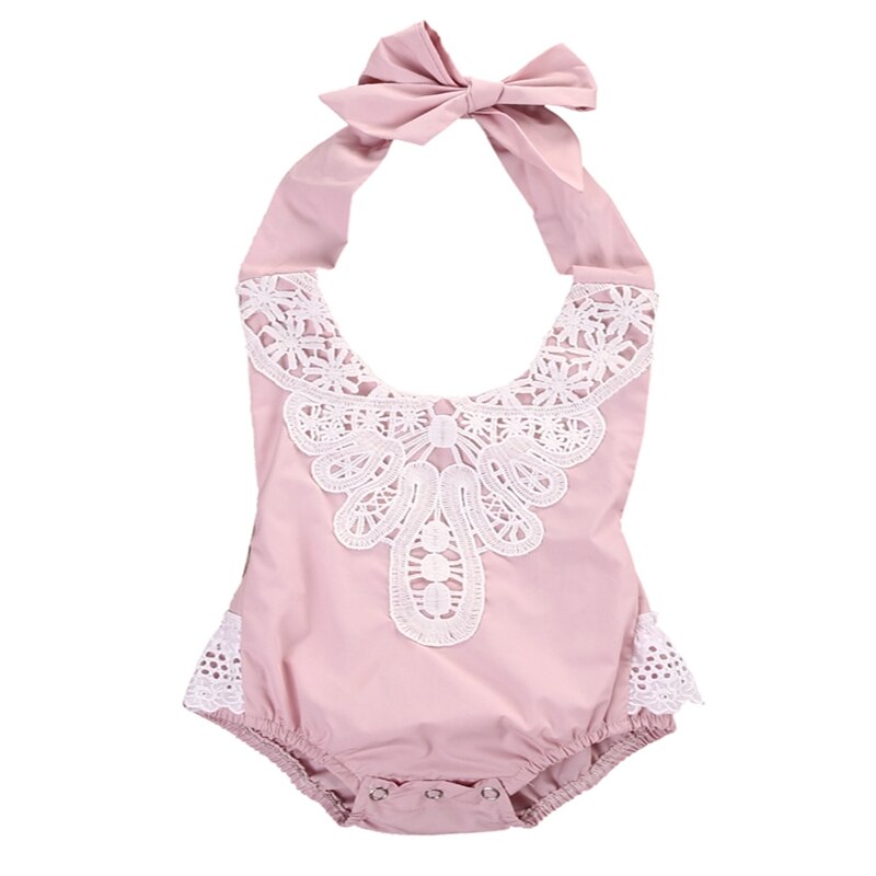 Newborn Toddler Baby Girls Lace Floral Bodysuit Summer Children Clothing Jumpsuit Sunsuit Clothes - ebowsos