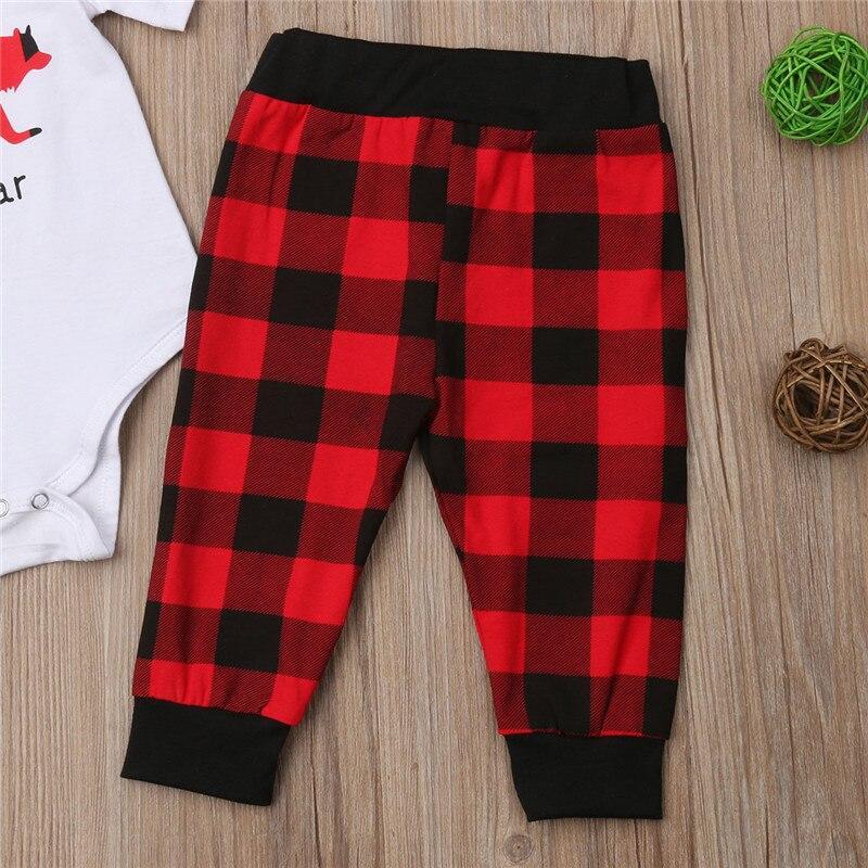 Newborn Toddler Baby Kids Cute Boys Tops Romper Plaid Pants Outfit 2Pcs Set Cotton Clothes - ebowsos