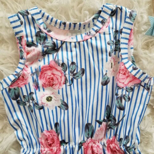 Newborn Toddler Infant Baby Girl Floral Romper Sleeveless Cotton Jumpsuit Clothes Outfits - ebowsos