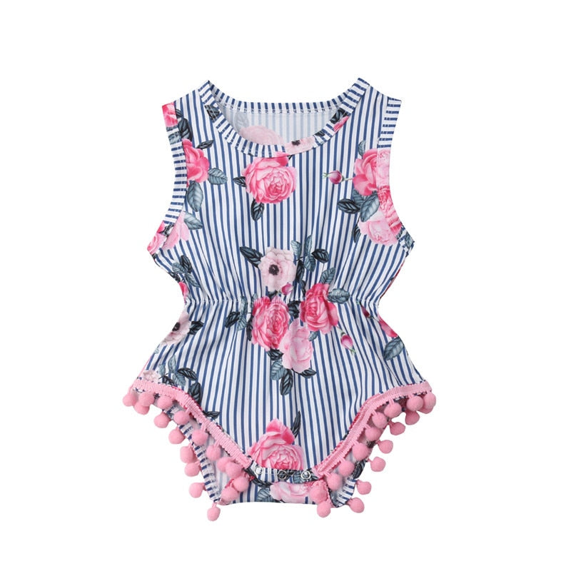 Newborn Toddler Infant Baby Girl Floral Romper Sleeveless Cotton Jumpsuit Clothes Outfits - ebowsos