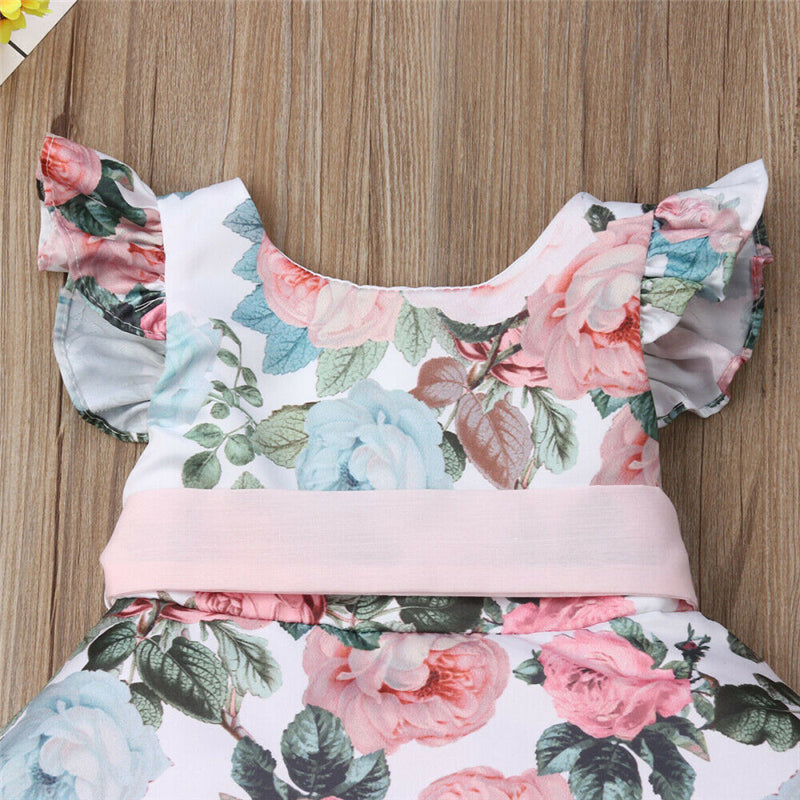 Newborn Toddler Kid Baby Girls Dress Princess Lace Floral Sleeveless Tutu Dress Princess Sundress - ebowsos