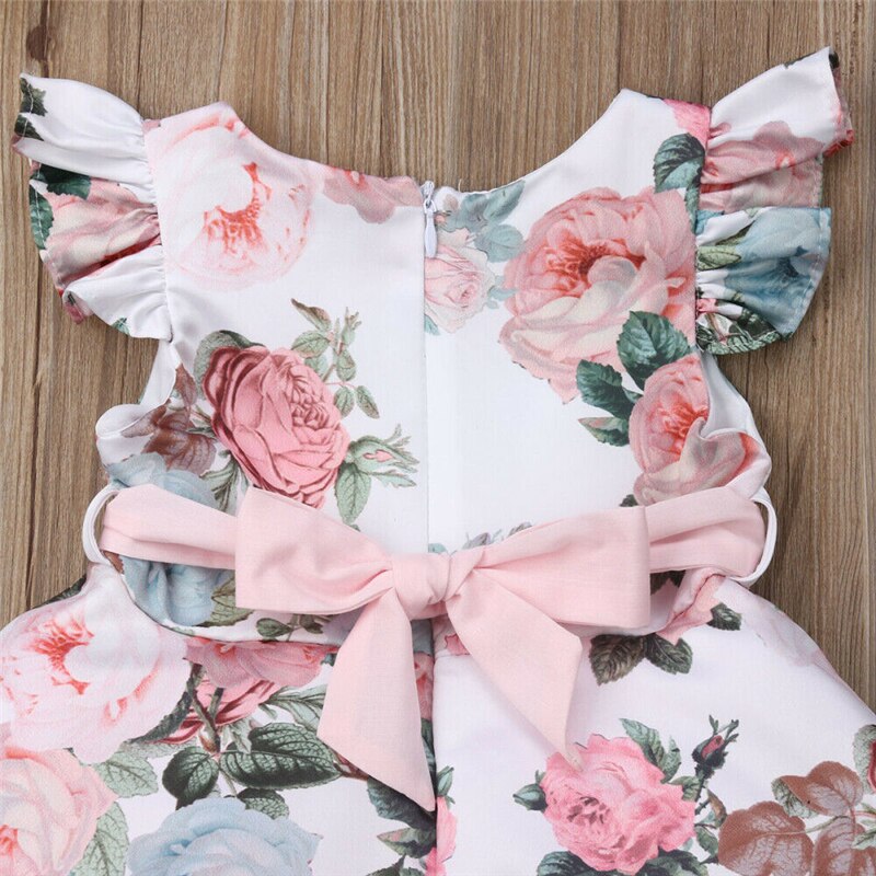 Newborn Toddler Kid Baby Girls Dress Princess Lace Floral Sleeveless Tutu Dress Princess Sundress - ebowsos