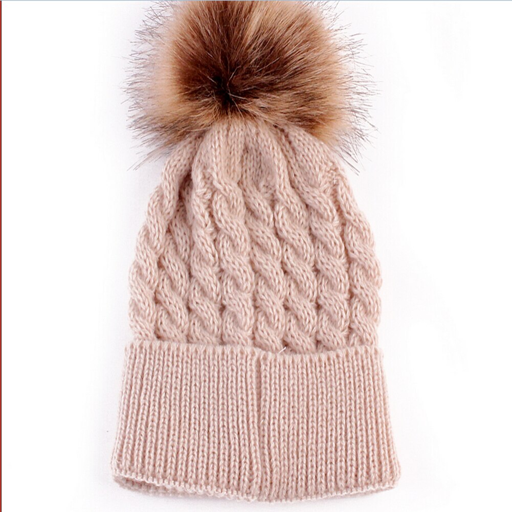 Newborn Winter Kids Baby Warm Hat Knitted Wool Girl Boy Hemming Crochet Ski - ebowsos