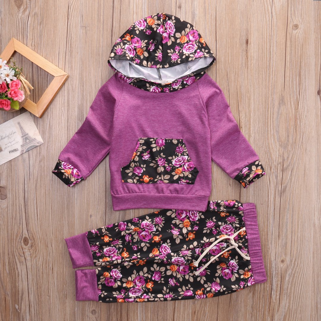 NewbornBaby Girl Tops Hoodie+ Floral Pants 2PCS Infant baby  Outfits Clothes Set 0-24M - ebowsos