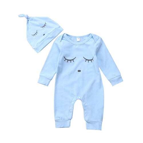 Newest Arrivals Hot Infant Newborn Toddler Boy Girl Smile Romper Hts Casual Sweet Jumpsuit 2pcs Clothes Outfit Set - ebowsos