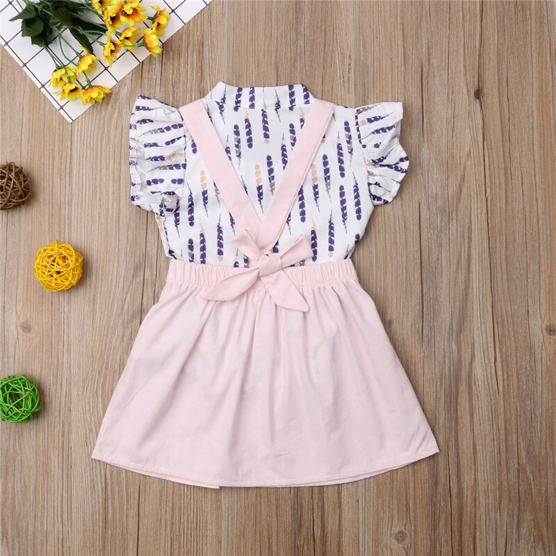 Newest Toddler Kids Baby Girl Top T-shirt Suspender Dress Outfit Fashion Kids Girls Clothes - ebowsos