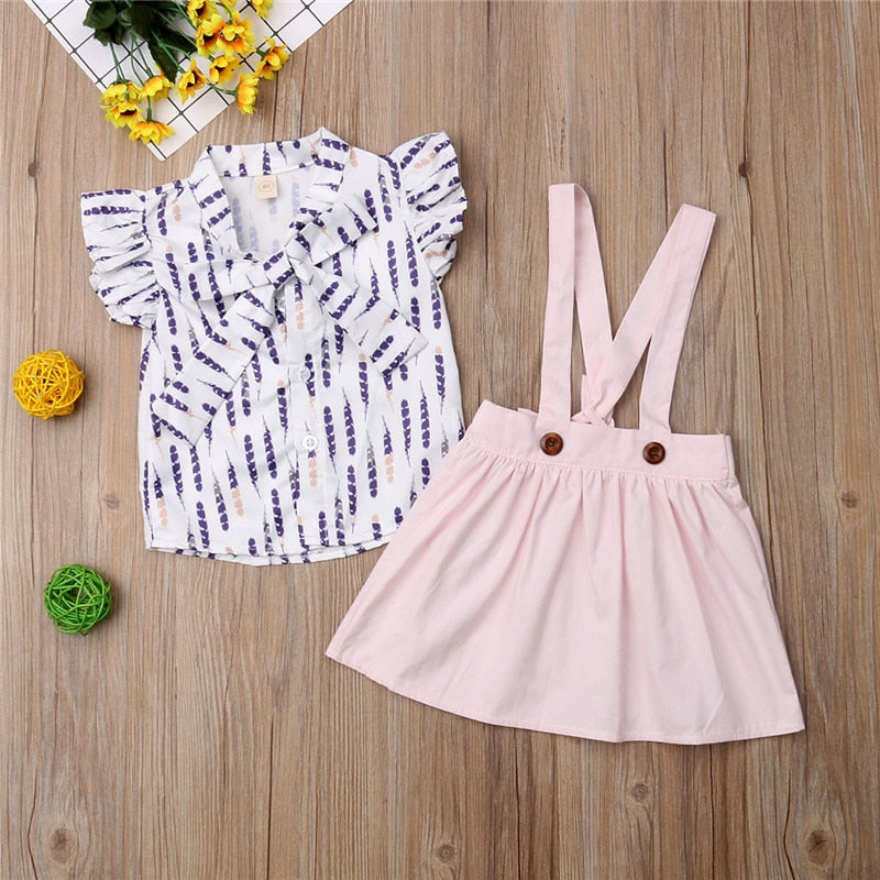 Newest Toddler Kids Baby Girl Top T-shirt Suspender Dress Outfit Fashion Kids Girls Clothes - ebowsos