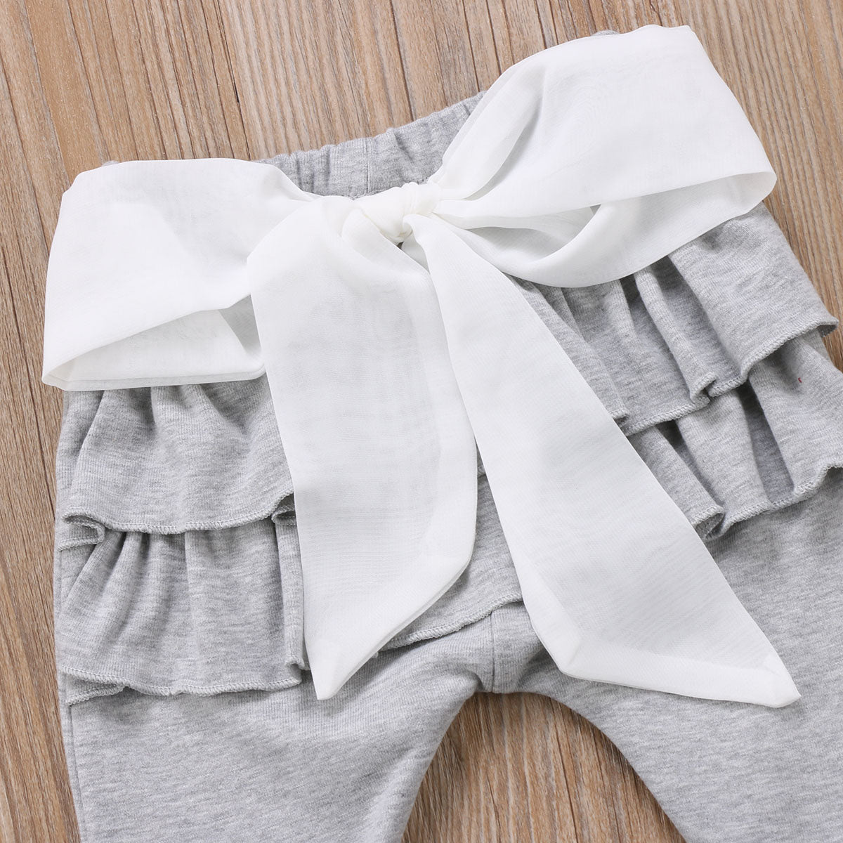 Nice Infant Baby Girls Long Trousers Cotton Lace Bowknot Pants Casual Bottoms Pant Pink Gray - ebowsos