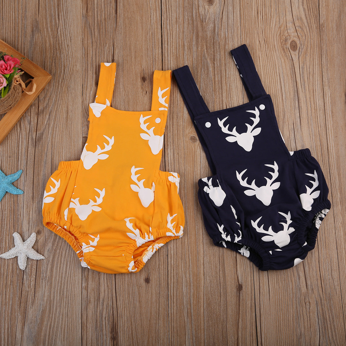 Nice Newborn Baby Boy Girl Deer Sleeveless Playsuit Bodysuit Jumpsuit Clothes Outfit - ebowsos