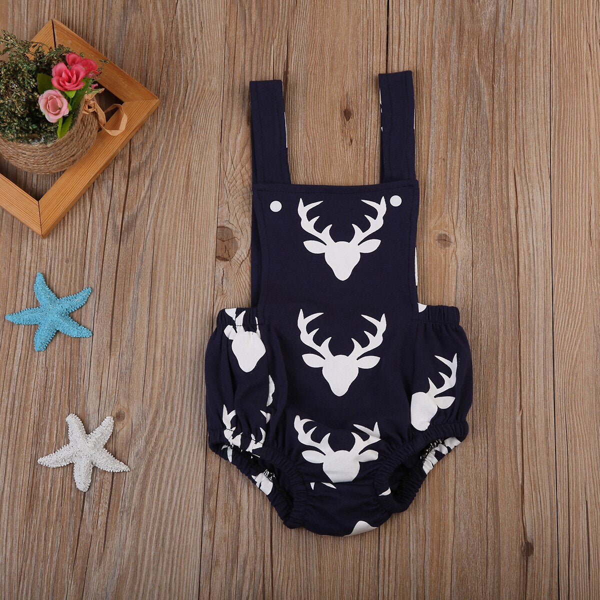 Nice Newborn Baby Boy Girl Deer Sleeveless Playsuit Bodysuit Jumpsuit Clothes Outfit - ebowsos