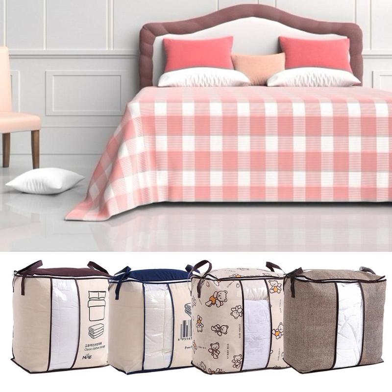 Non-Woven Fabric Wardrobe Closet Storage Box Clothes Quilt Bag Organizer Transparent Window Design Eco-friendly High Quality - ebowsos