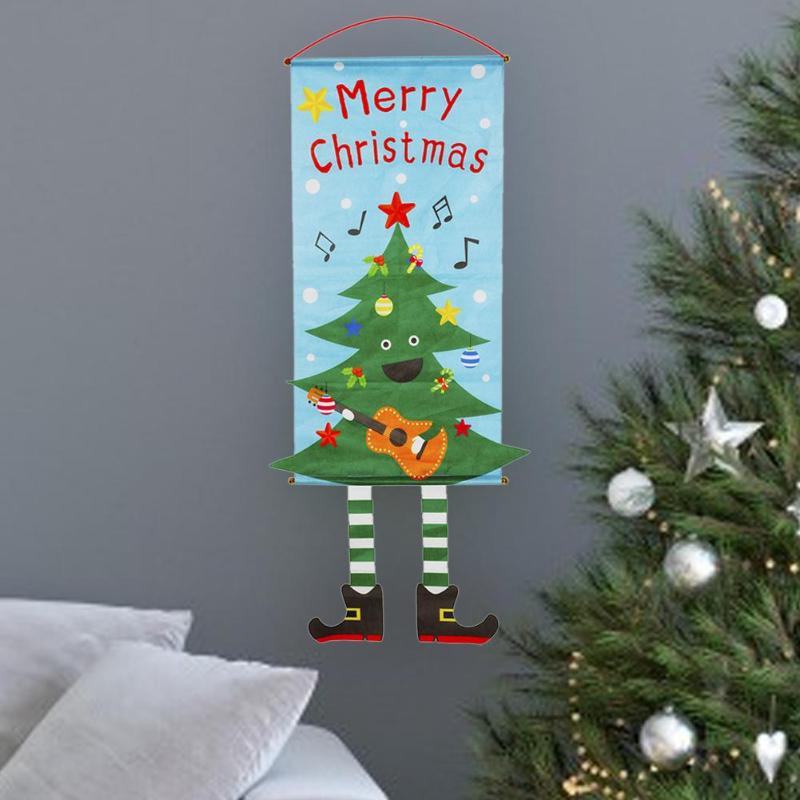 Non-woven Merry Christmas Hanging Cloth Flag Three-Dimensional Tailored Image Lovely Vivid Festival Scene Layout Prop Ornament - ebowsos