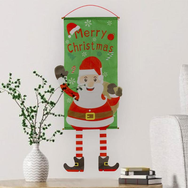 Non-woven Merry Christmas Hanging Cloth Flag Three-Dimensional Tailored Image Lovely Vivid Festival Scene Layout Prop Ornament - ebowsos