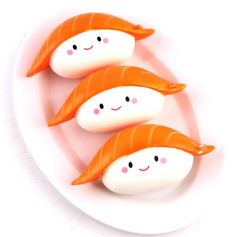 Novelty Squeeze Rice Ball Salmon Sushi Slow Rising Pendant Phone Straps Vividly Japan Style Soft Keychain Kid Toy-ebowsos