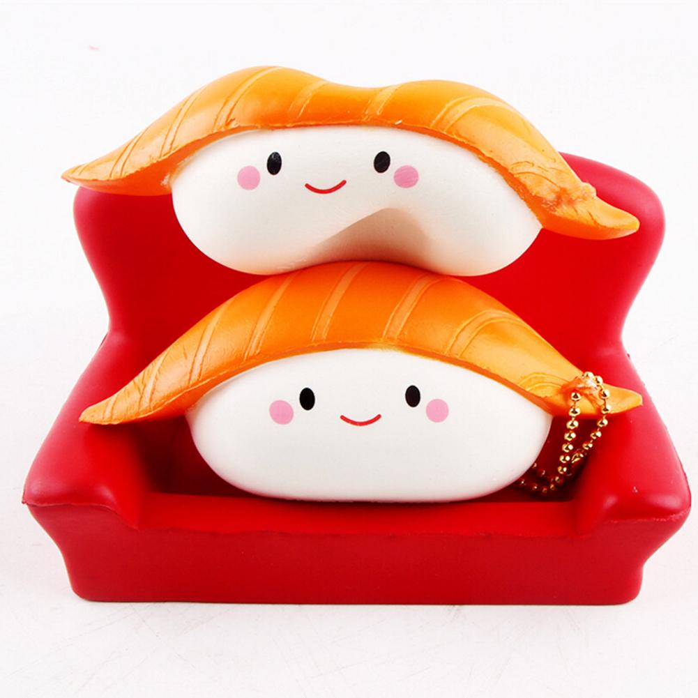 Novelty Squeeze Rice Ball Salmon Sushi Slow Rising Pendant Phone Straps Vividly Japan Style Soft Keychain Kid Toy-ebowsos