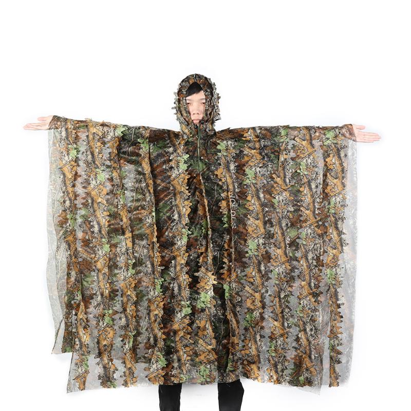 Outdoor Camouflage Clothing Poncho Polyester Bat Shirt Jungle Hunting Stealth Cape Cloak Hunting Apparel Ghillie Suit-ebowsos