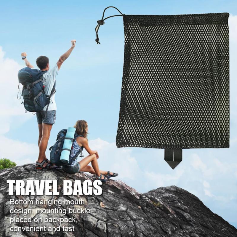 Outdoor Camping Package Ultralight Mesh Stuff Sack Drawstring Storage Bag-ebowsos