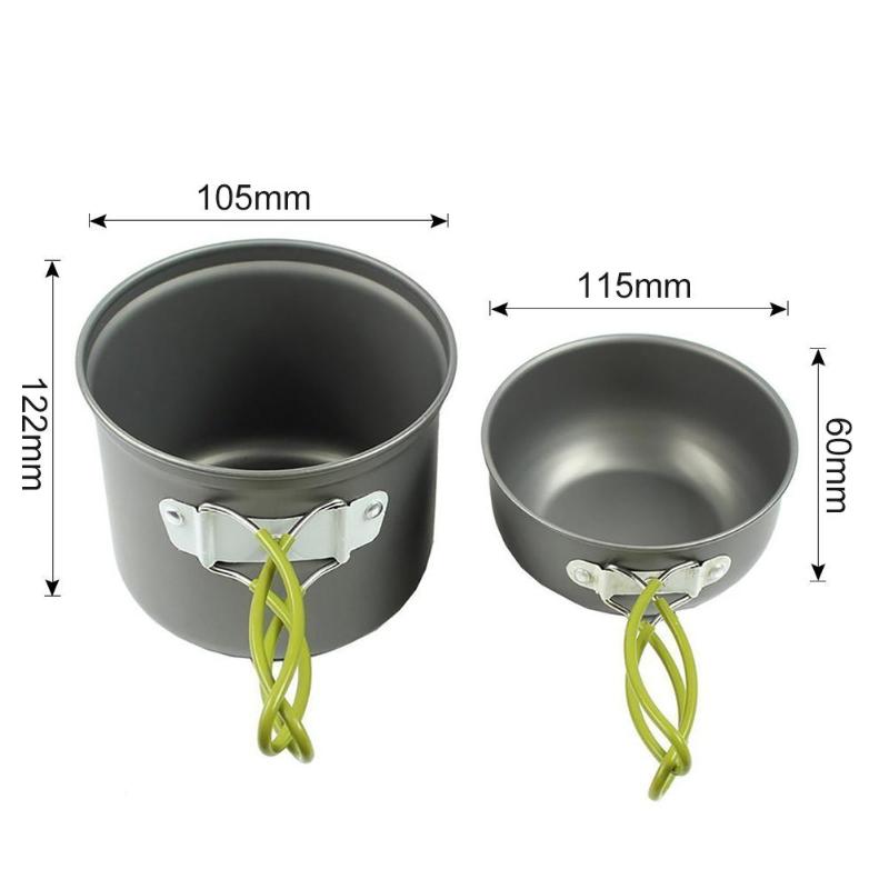 Outdoor Camping Tableware Set Aluminium Picnic Travel Tools for 1-2 Person-ebowsos