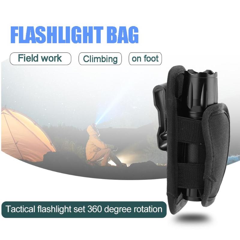 Outdoor Nylon Flashlight Holster Holder Clip Torch Case Elastic Belt Pouch-ebowsos